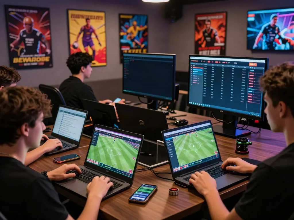 Dewacash Asia online betting scene with players engaging in live football matches and betting activities.