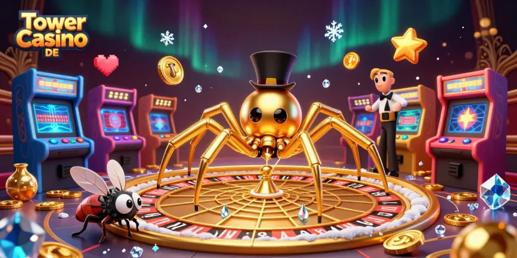 Das Tower Casino DE bietet aufregende Wettmöglichkeiten mit einem goldenen Roulette-Rad und spannenden Spielen.