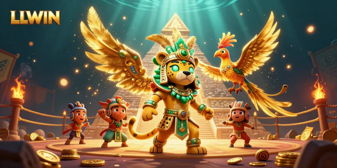 LLWIN captures intense excitement with a vibrant Mayan theme in an online casino setting.