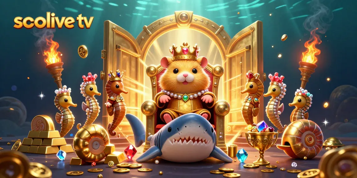 Engage with socolive tv's action-packed casino experience featuring a golden hamster king on a shark tooth throne.