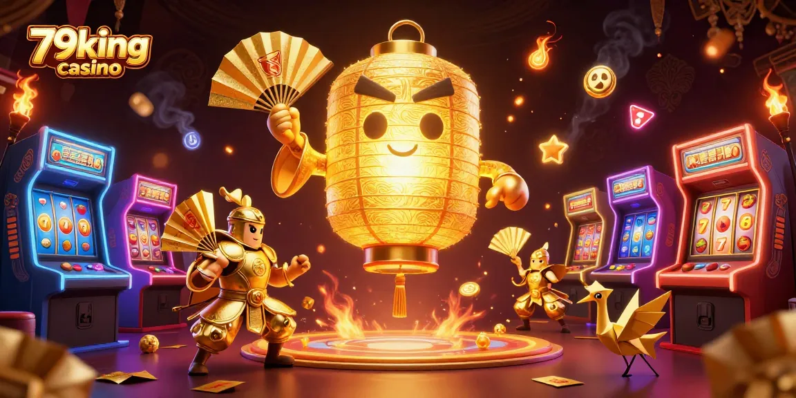 Experience thrilling gameplay at 79king casino with a vibrant night market scene featuring animated characters and gaming elements.