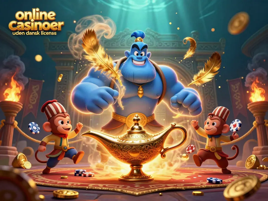 Spin and win at online casinoer uden dansk licens with magical characters and vibrant casino elements.