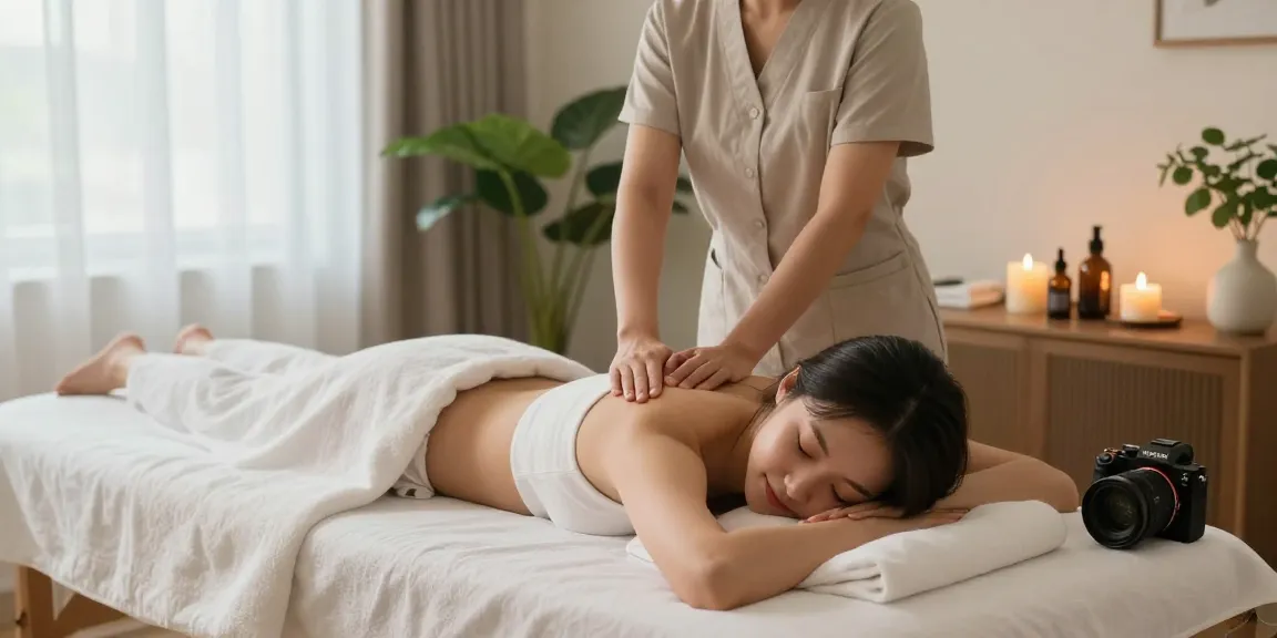 Relaxing 강서구출장안마 massage scene in a cozy home setting with calming ambiance.