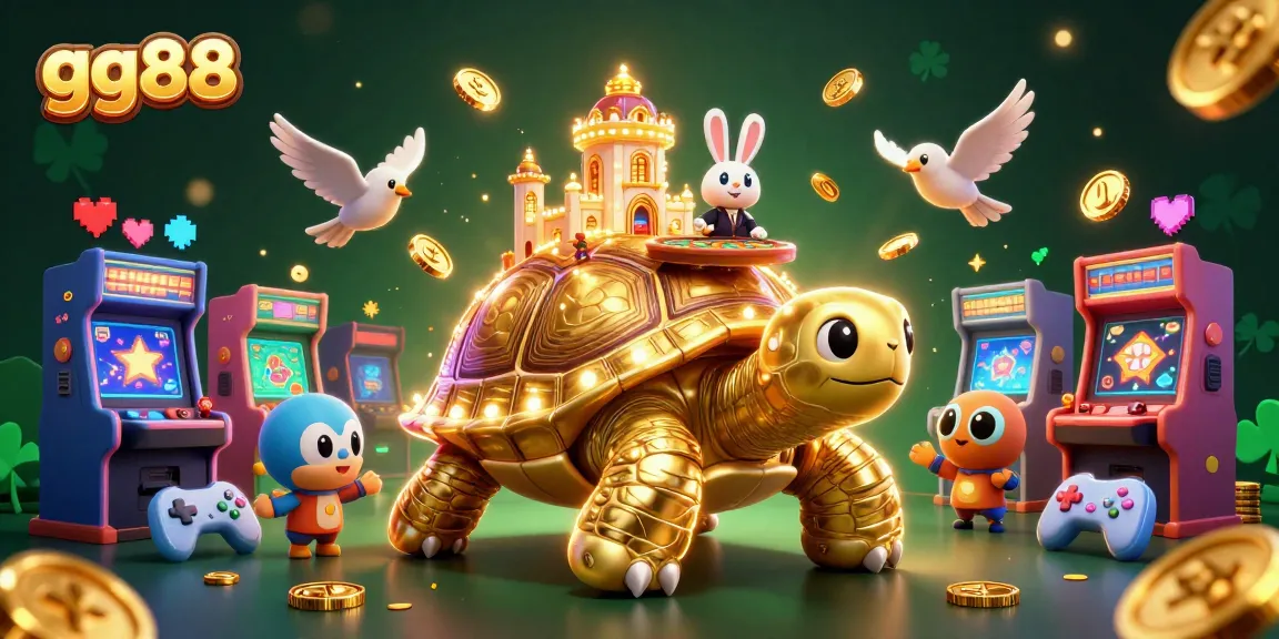 Experience the thrilling action of gg88 with a golden tortoise casino scene packed with excitement.