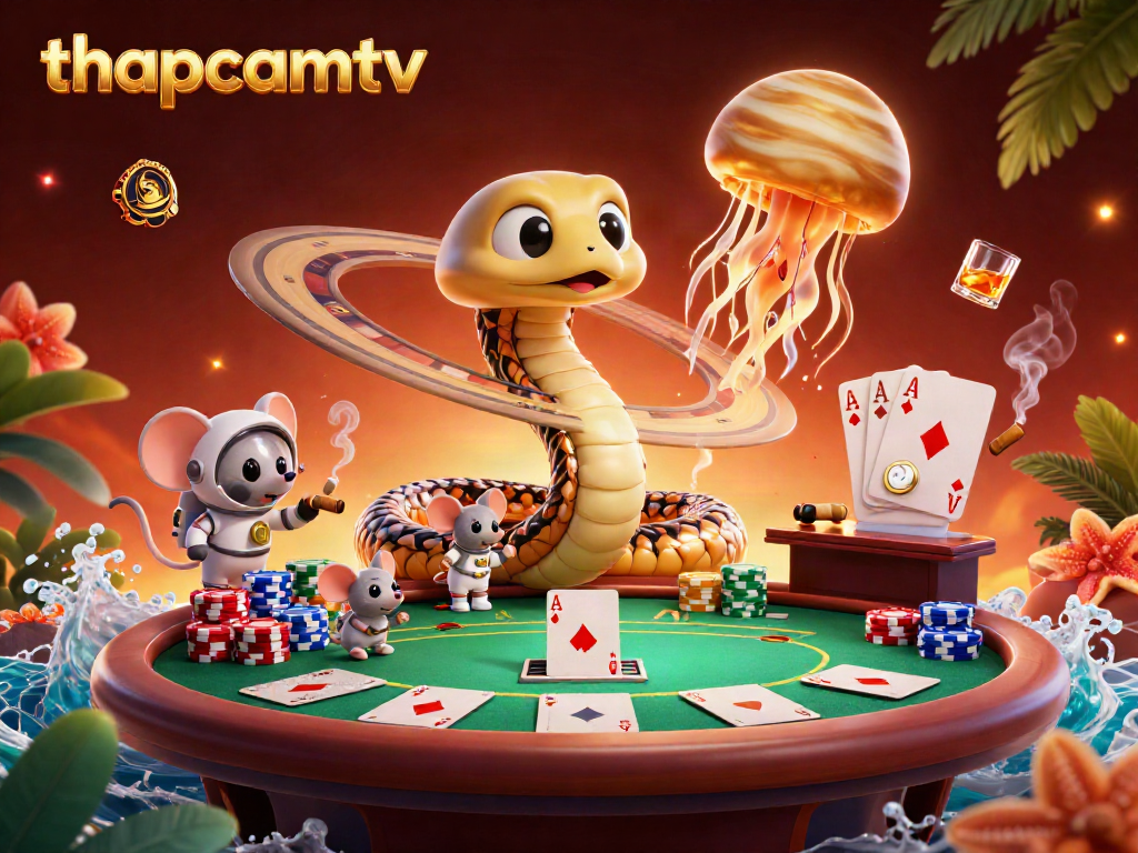 Experience thapcamtv's colorful fantasy of cartoon space betting with players at a vibrant roulette wheel.