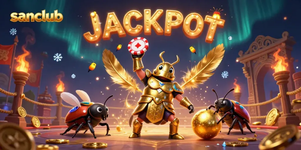 Experience sanclub's thrilling jackpot moment with a victorious hercules beetle champion.