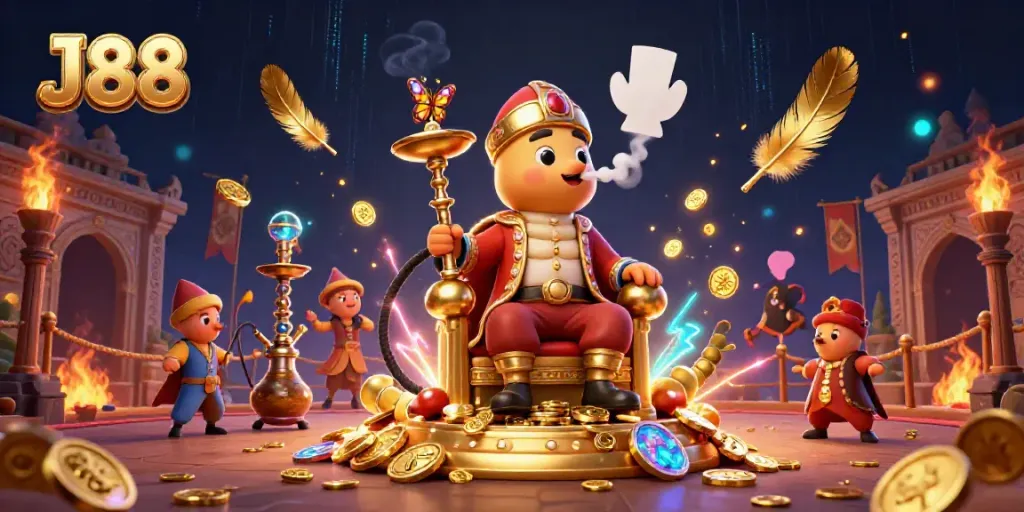 Experience the exhilarating world of J 88 gaming with this vibrant 3D illustration showcasing a casino-themed scene featuring dynamic characters and elements.
