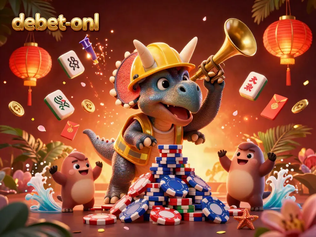 Engage with debet-onl's vibrant online casino experience through an exciting 3D illustration.