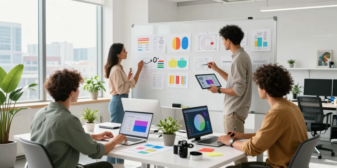 Collaborative workspace showcasing diverse designers developing innovative Produkte with bright natural light.