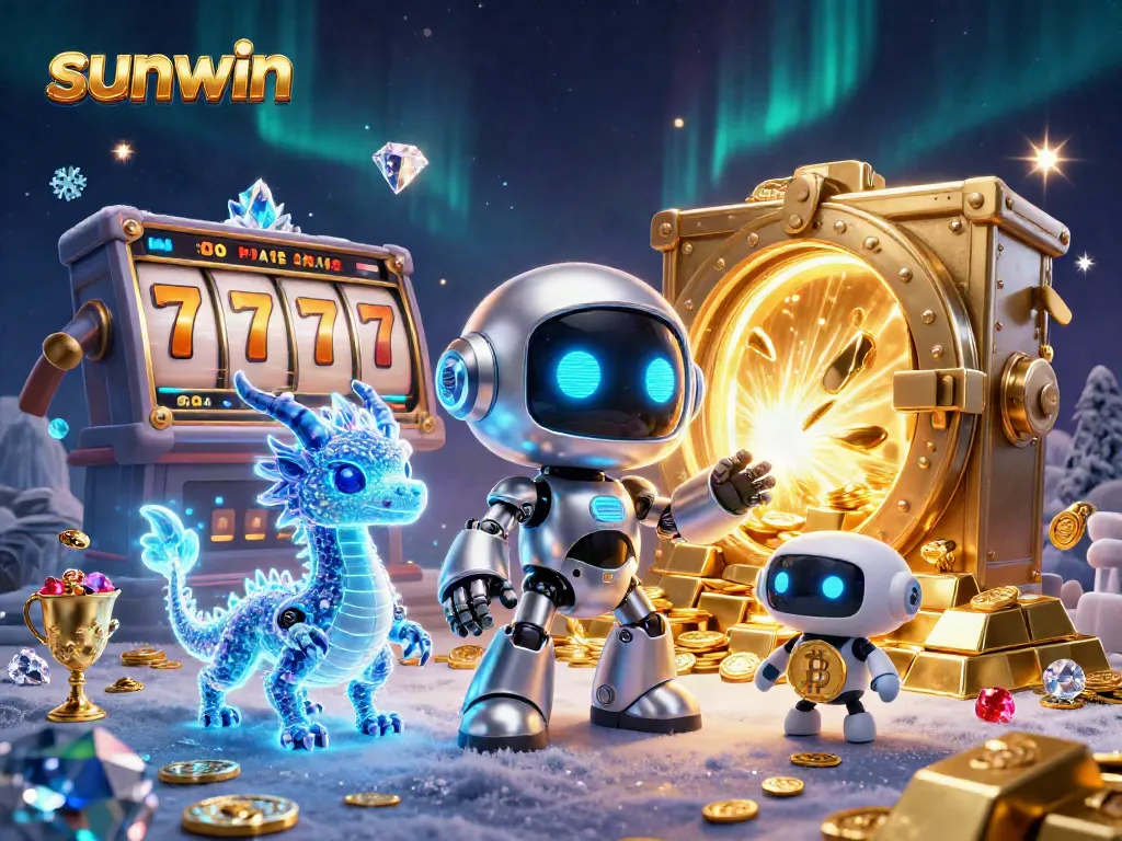 Experience the thrilling world of sunwin slots with a vibrant, engaging 3D illustration showcasing jackpot excitement.
