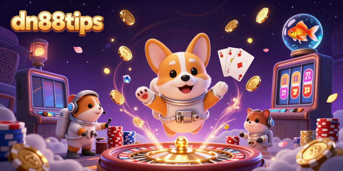 Experience thrilling casino fun with dn88tips in zero gravity, featuring colorful poker chips and coins.