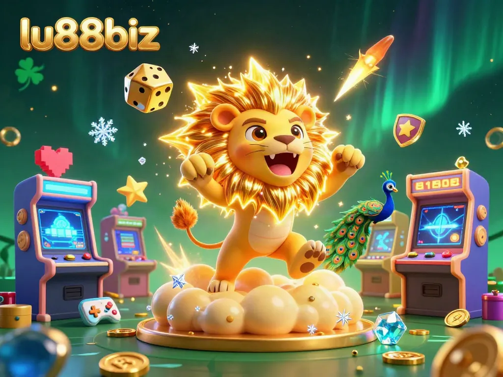Experience exciting games at lu88biz through vibrant 3D casino artwork depicting thrilling gaming action.