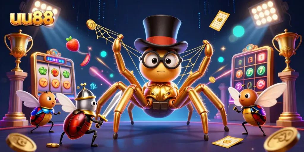 Engage in thrilling slots action at uu88 with a vibrant 3D casino scene featuring dynamic game elements.