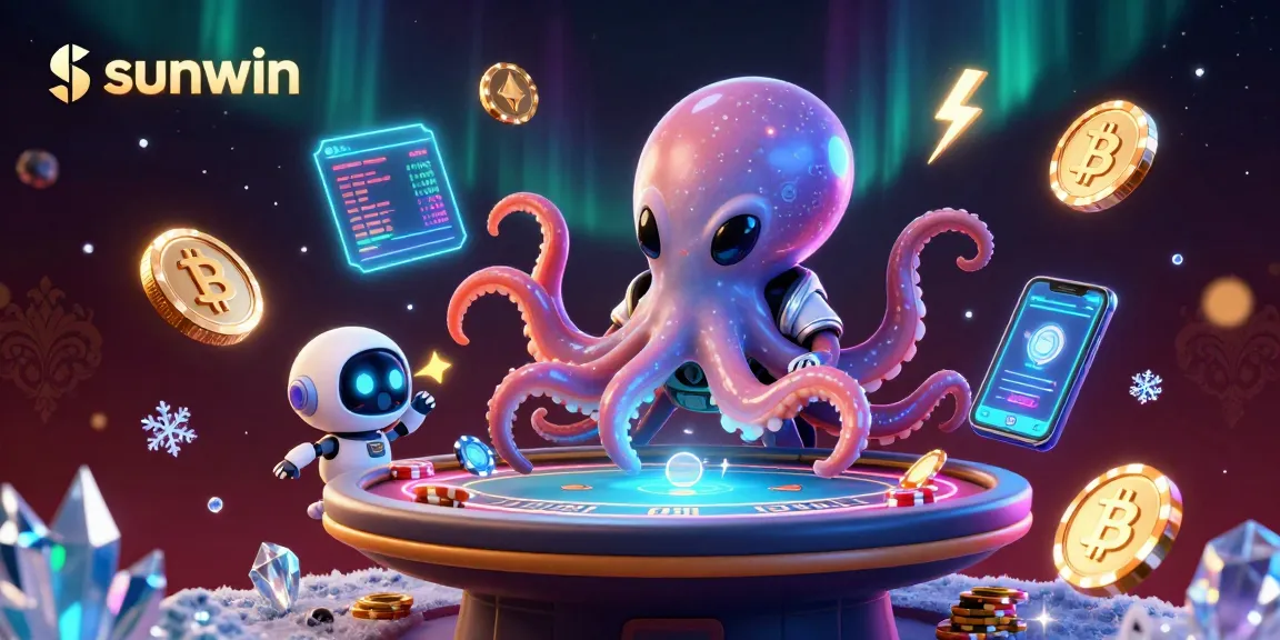 Players engage with sunwin's captivating games in a vibrant 3D alien casino scene.
