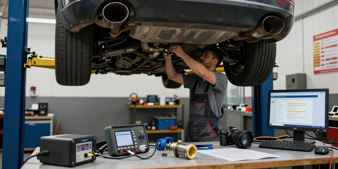 DPF Reinigung Laatzen: Fachmann überprüft Dieselpartikelfilter in Kfz-Werkstatt für optimale Leistung.