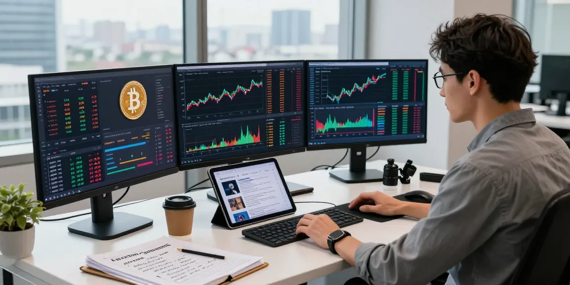 Infografiken über Kryptowährungen und Marktstatistiken in einer professionellen Arbeitsumgebung