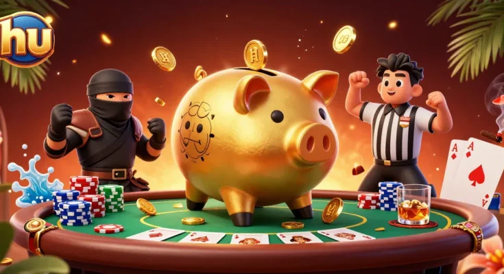 Engaging hu gaming experience with dynamic characters and vibrant elements in a casino scene