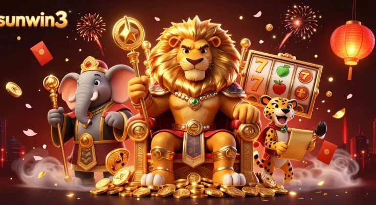 Engage with jackpots and thrilling games at sunwin3, featuring a vibrant casino scene.