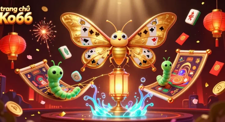 Experience the vibrant action at trang chủ Ko66 with a dynamic casino-themed illustration showcasing luck and excitement.