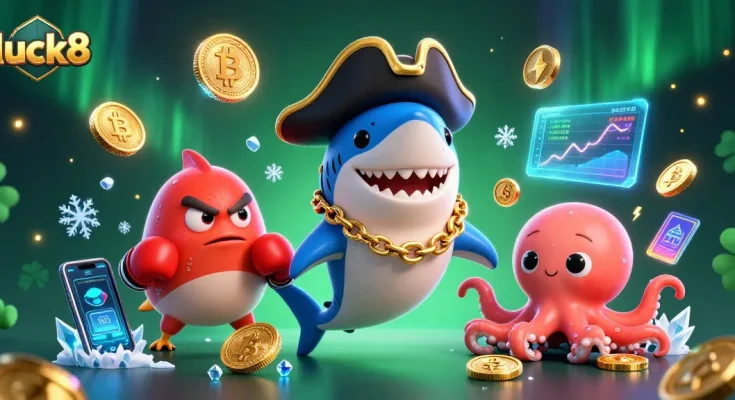 Engage in thrilling gameplay at luck8 with vibrant characters and digital casino elements.
