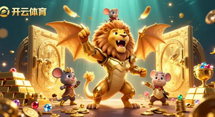 Experience the excitement of 开云体育 with a thrilling display of golden treasures and a dynamic gaming scene.