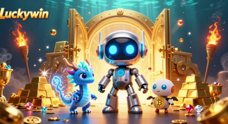 Experience thrilling wins with Luckywin's immersive gaming adventure featuring vibrant treasures and digital elements.