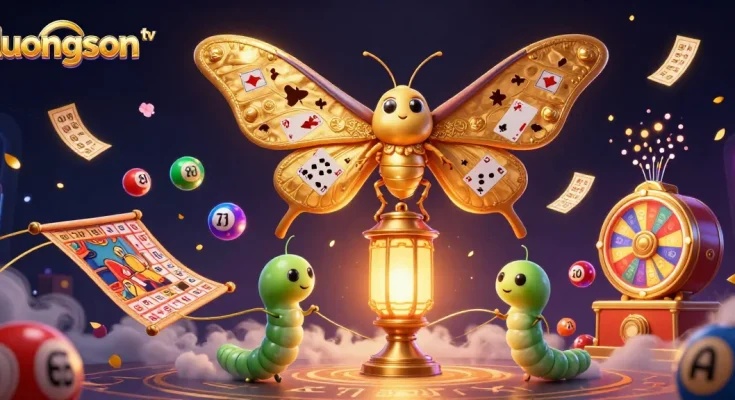 Experience immersive gaming with luongson tv's vibrant casino-themed illustration, showcasing dynamic lottery elements.