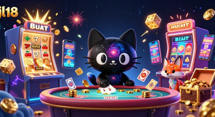 Experience thrilling gaming at jl18 with a vibrant cosmic casino scene featuring interactive characters and dynamic game elements.