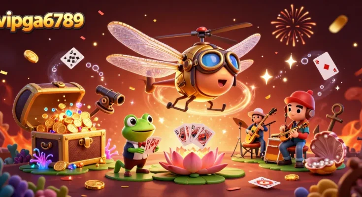 Engage in exciting action at vipga6789 with dragonfly pilot, frog dealer, and jazz musicians.